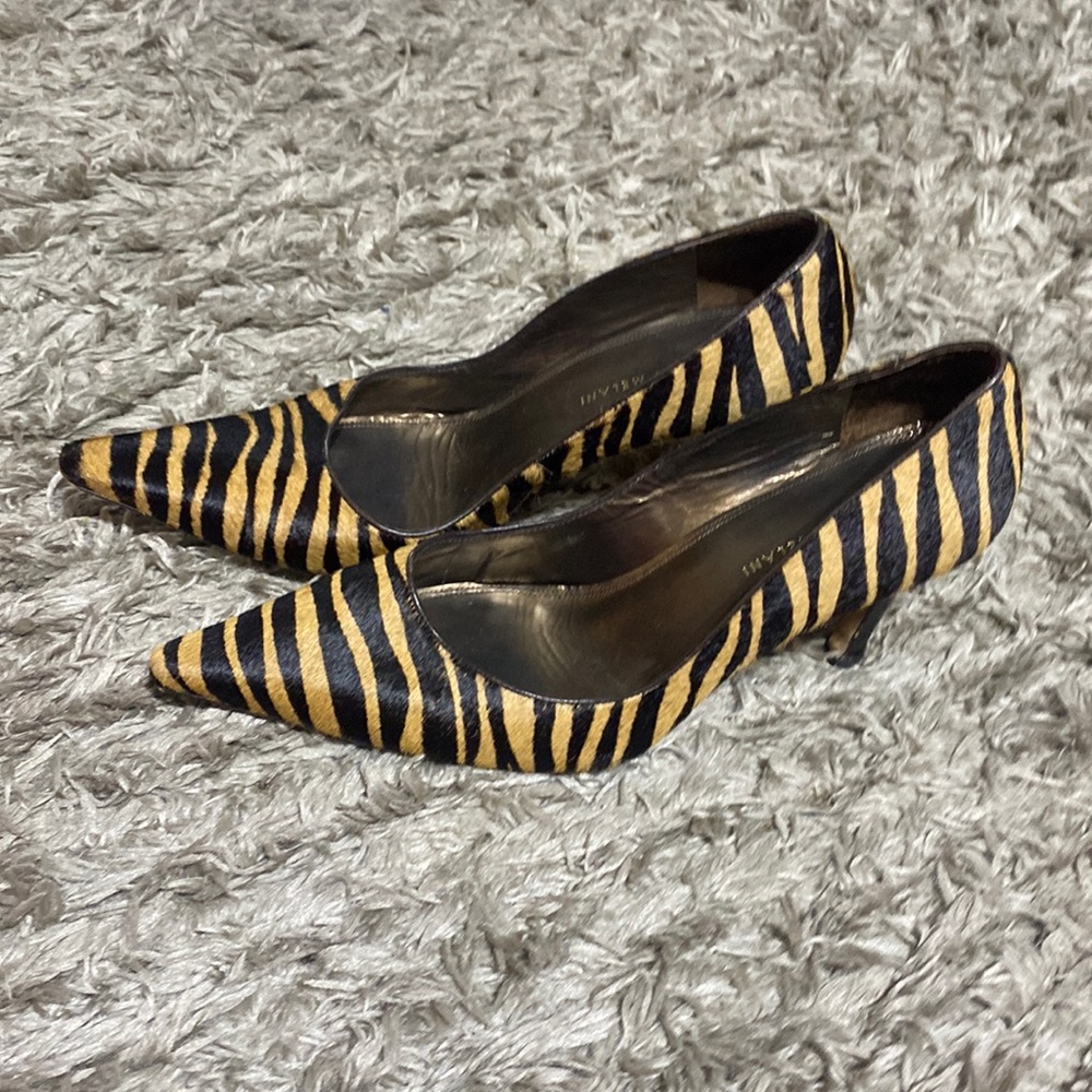 Previously loved animal striped heels